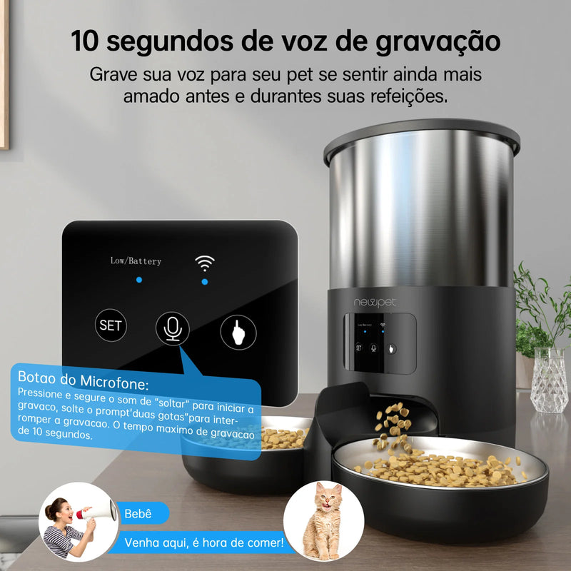 Dispensador Automático de Ração para Cachorros e Gatos